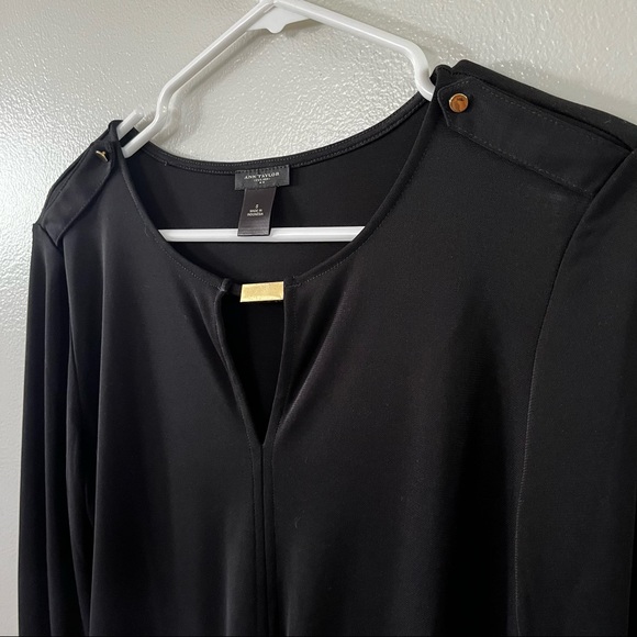 Ann Taylor Black Slinky Top Gold Details - Picture 2 of 8